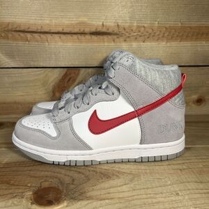 NEW Size 5Y/6.5W - Nike Dunk High “Athletic Club Grey Red” (GS) Shoes DH9750-001